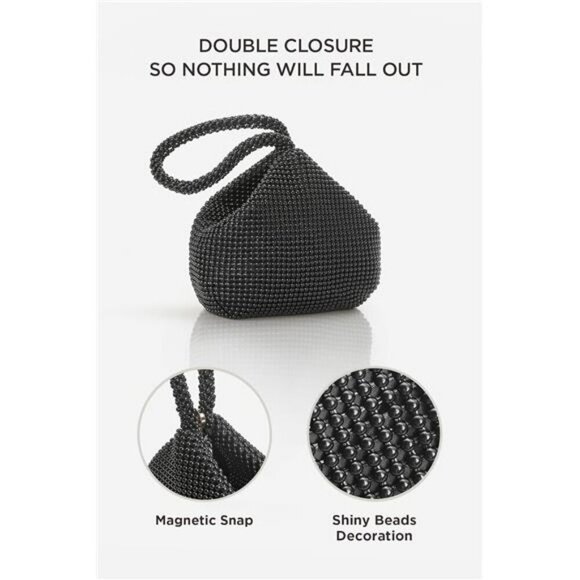 Women's Beaded Clutch Evening Bags Vintage Elegant Triangle Purse for Party - Picture 2 of 7